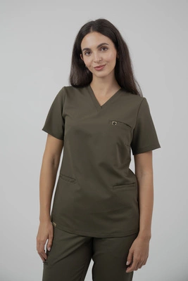 Bluza medyczna damska Virginia - Tuscan moss - KangooSoft Premium