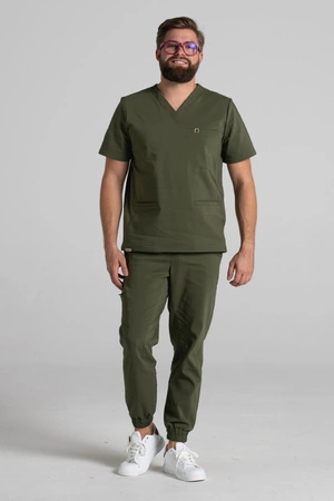 Spodnie medyczne joggery męskie - Sokrates - Military green - KangooNature