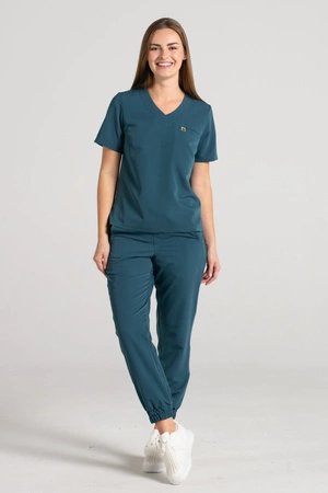 Krótka bluza medyczna damska Florence - Ocean blue - KangooSoft