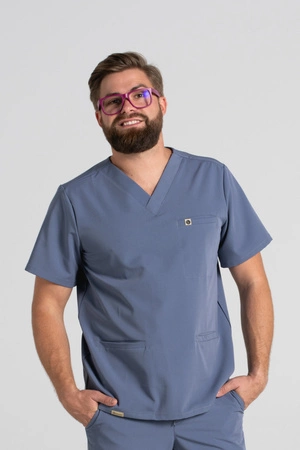 Bluza medyczna męska - Sokrates - Pacific blue - KangooSoft Premium