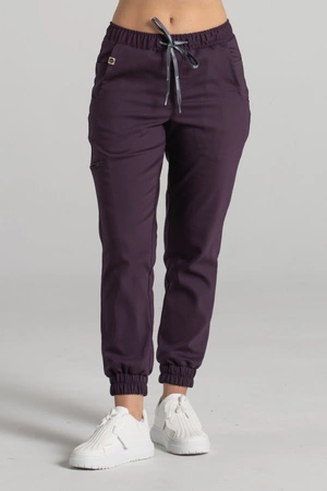 Spodnie medyczne joggery damskie - Merit - Dark plum - KangooNature