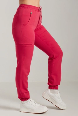 Spodnie medyczne joggery damskie - Merit - Ultra pink