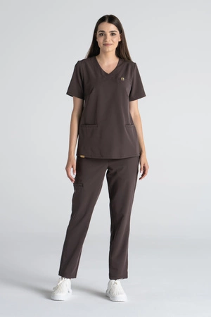 Bluza medyczna damska Merit - Chocolate chip - KangooSoft Premium