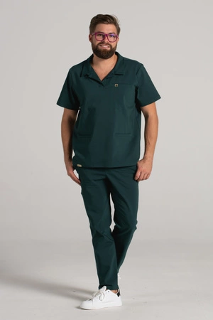 Bluza medyczna męska typu polo - Hipokrates - Bush green - KangooNature