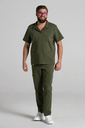 Bluza medyczna męska typu polo - Hipokrates - Military green - KangooNature
