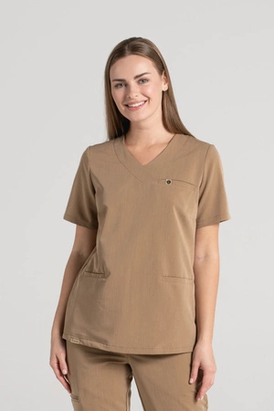 Bluza medyczna damska Merit - Caramel - KangooSoft Premium