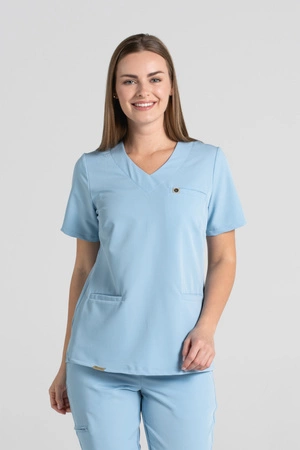 Bluza medyczna damska Merit - Baby blue - KangooSoft Premium