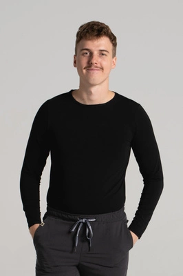 Longsleeve medyczny męski - Classic black - Bamboo collection