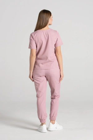 Krótka bluza medyczna damska Florence - Pink melange - KangooSoft Premium
