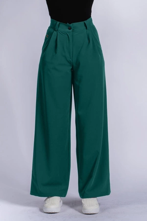 Spodnie medyczne damskie z szeroką nogawką - Lucy - Bottle green - KangooSoft Premium