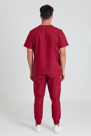 Spodnie medyczne joggery męskie - Sokrates - Classic burgundy - KangooNature