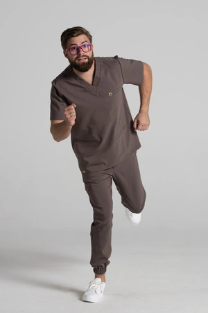 Spodnie medyczne joggery męskie - Sokrates - Walnut brown - KangooNature