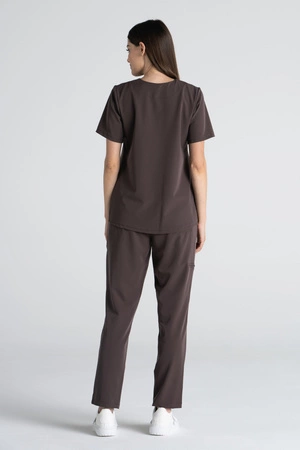 Bluza medyczna damska Merit - Chocolate chip - KangooSoft Premium