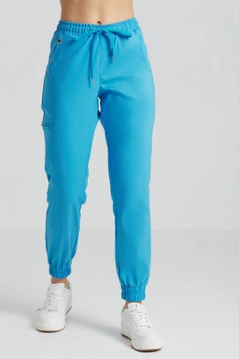 Spodnie medyczne joggery damskie - Merit - Azure blue - KangooNature