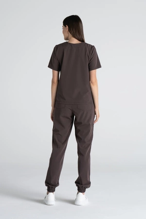 Krótka bluza medyczna damska Florence - Chocolate chip - KangooSoft Premium