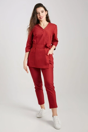 Spodnie medyczne przylegające damskie - KangooNature - Classic burgundy