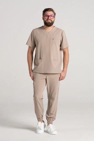 Bluza medyczna męska - Sokrates - Perfect beige - KangooSoft Premium