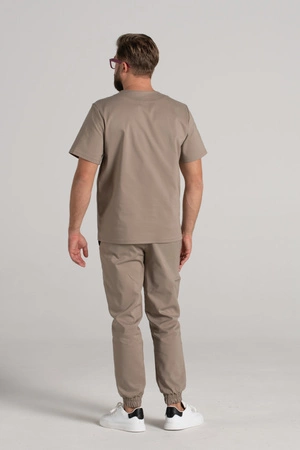 Spodnie medyczne joggery męskie - Sokrates - Taupe - KangooNature