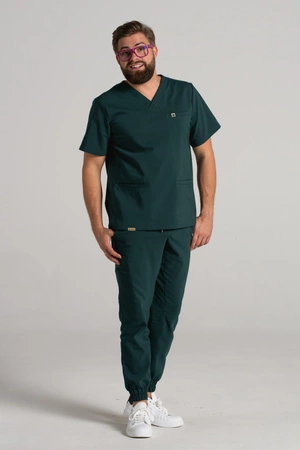 Spodnie medyczne joggery męskie - Sokrates - Bush green - KangooNature