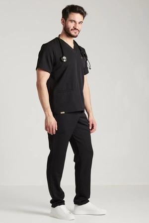 Spodnie medyczne proste męskie - Sokrates - Onyx black