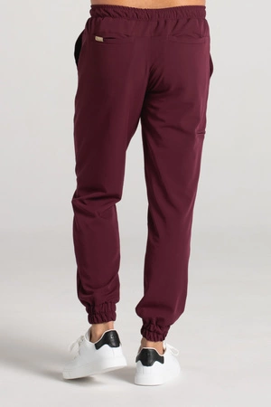 Spodnie medyczne joggery męskie - Sokrates - Cranberry - KangooSoft Premium