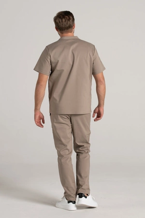 Bluza medyczna męska typu polo - Hipokrates - Taupe - KangooNature