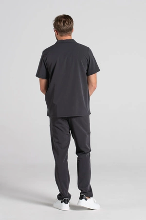 Bluza medyczna męska typu polo - Hipokrates - Grey melange - KangooSoft Premium