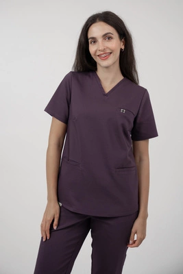 Bluza medyczna damska - Virginia - Dark plum - KangooNature