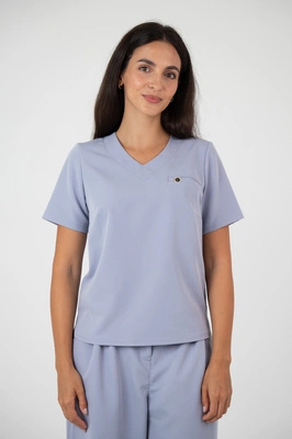 Krótka bluza medyczna damska Florence - Dove - KangooSoft