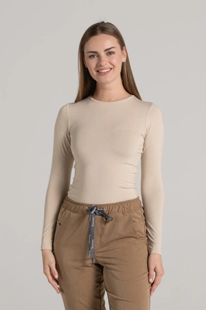 Longsleeve medyczny damski - Soft beige - Bamboo collection