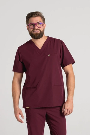 Bluza medyczna męska - Sokrates - Cranberry - KangooSoft Premium