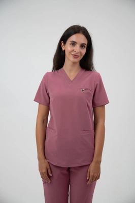 Bluza medyczna damska Virginia - Dusty pink - KangooSoft Premium