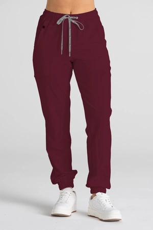 Spodnie medyczne joggery damskie - Merit - Cranberry - KangooSoft Premium