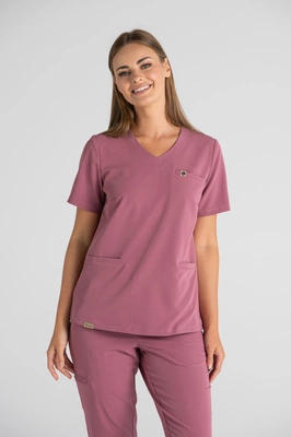 Bluza medyczna damska Merit - Dusty pink - KangooSoft Premium