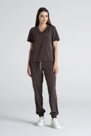 Krótka bluza medyczna damska Florence - Chocolate chip - KangooSoft Premium