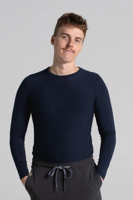 Longsleeve medyczny męski - Calm navy - Bamboo collection