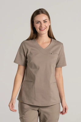 Bluza medyczna damska - Merit - Taupe - KangooNature