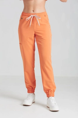 Spodnie medyczne joggery damskie - Merit - Tangerine